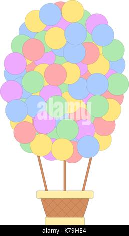 Hot Air Balloon mit Kreisen in Pastellfarben erstellt Stock Vektor