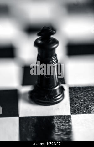 Schwarze Königin auf dem Schachbrett. Stockfoto
