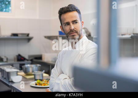Koch in der gewerblichen Küche, Porträt Stockfoto