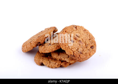 Chocolate Chip Cookies, choco Chip Cookies, Cookies auf weissem, Cookies, Cookies, handgefertigte chocochip Cookies, handgemachte Schokolade Cookies, handgemachte Schokolade Stockfoto