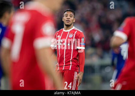 Der Münchener Corentin Tolisso dargestellt während der UEFA Champions League Spiel zwischen dem FC Bayern Muenchen und dem RSC Anderlecht in der Allianz Arena in München, Deutschland, 12. September 2017. - Keine LEITUNG SERVICE - Foto: Thomas Klausen/dpa-Zentralbild/ZB Stockfoto