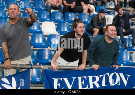 Reggio Emilia, Italien. 14 Sep, 2017. Everton Fans Fußball: UEFA Europa League Gruppe E Übereinstimmung zwischen Atalanta BC 3-0 FC Everton an Mapei Stadion - Citta del Tricolore in Reggio Emilia, Italien. Credit: Maurizio Borsari/LBA/Alamy leben Nachrichten Stockfoto