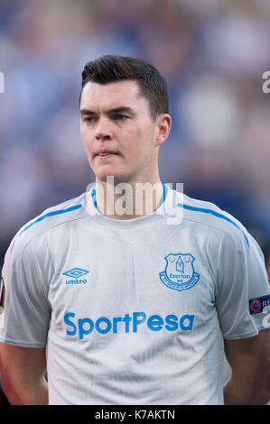 Reggio Emilia, Italien. 14 Sep, 2017. Michael Keane (FC Everton) Fußball: UEFA Europa League Gruppe E Übereinstimmung zwischen Atalanta BC 3-0 FC Everton an Mapei Stadion - Citta del Tricolore in Reggio Emilia, Italien. Credit: Maurizio Borsari/LBA/Alamy leben Nachrichten Stockfoto