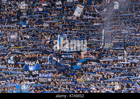 Reggio Emilia, Italien. 14 Sep, 2017. Atalanta Fans Fußball: UEFA Europa League Gruppe E Übereinstimmung zwischen Atalanta BC 3-0 FC Everton an Mapei Stadion - Citta del Tricolore in Reggio Emilia, Italien. Credit: Maurizio Borsari/LBA/Alamy leben Nachrichten Stockfoto