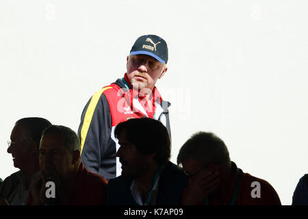 Oeiras, Portugal. 15 Sep, 2017. Der Leiter des Herrentennis, Boris Becker, während der Davis Cup Play-off Match zwischen Portugal und Deutschland im Centro Desportivo Nacional Jamor in Oeiras/Lissabon. Credit: Frank Molter/Alamy leben Nachrichten Stockfoto