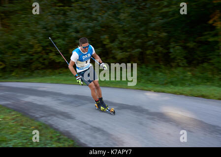 Ruhpolding, Deutschland. 15 Sep, 2017. Philipp Horn an der Deutschen BIATHLON MEISTERSCHAFT 2017 Langlaufen Eislaufen Wettkampf, Speziallanglauf FT 10 km Männer Credit: Marcel Laponder/Alamy leben Nachrichten Stockfoto