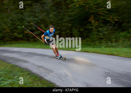 Ruhpolding, Deutschland. 15 Sep, 2017. Michael Willeitner DEUTSCHE biathlon Meisterschaft 2017 Langlaufen Eislaufen Wettkampf, Speziallanglauf FT 10 km Männer Credit: Marcel Laponder/Alamy leben Nachrichten Stockfoto