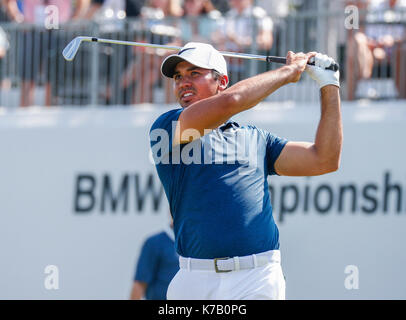 Chicago, USA. 16 Sep, 2017. Jason Tag konkurriert bei der BMW Meisterschaften an der Conway Farms Golf Kurs in Lake Forest, Illinois, USA, auf September, 15, 2017. Quelle: Joel Lerner/Xinhua/Alamy leben Nachrichten Stockfoto