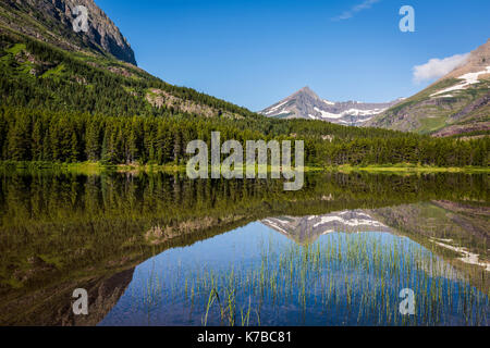 Mount grinnell Reflexion Many Glacier Glacier National Park sunirse Stockfoto