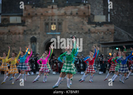 Edinburgh Royal Tattoo vor der Burg von Edinburgh, Edinburgh, Schottland, am 15. September 2017. Stockfoto