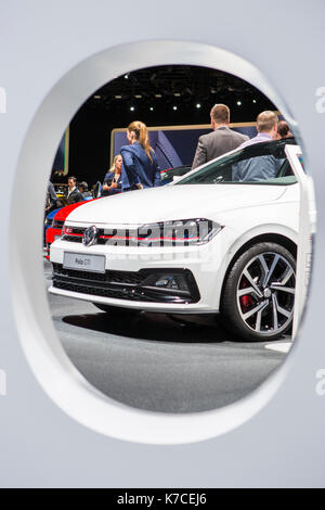 Frankfurt, Deutschland. September 2017. Internationale Automobil-Ausstellung 2017: VW Polo GTI. Quelle: Christian Lademann Stockfoto