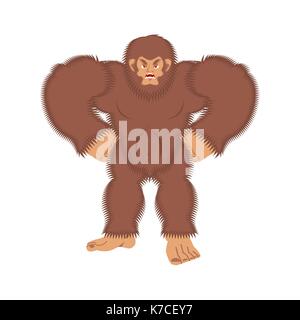 Bigfoot wütend. Yeti böse. Abominable snowman aggressiv. Vector Illustration Stock Vektor