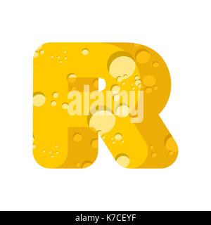 Buchstabe R Käse Font. Symbol der käsigen Alphabet. Milchprodukte Typ unterzeichnen. Vector Illustration Stock Vektor