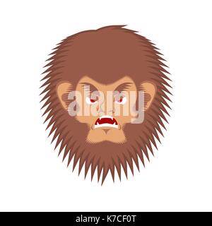 Bigfoot böse emotion Gesicht. Yeti wütend emoji. Abominable snowman aggressive Avatar. Vector Illustration Stock Vektor