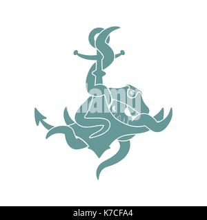 Pirate Octopus und Anker. filibuster Devilfish und Schiff Anker. Vector Illustration Stock Vektor