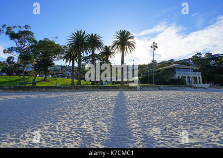 Blick auf die Balmoral Beach in Mosman, Sydney, New South Wales, Australien. Stockfoto