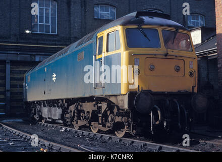 Class 47 Lokomotive stabled außerhalb von Stratford Engineering arbeitet in London im Jahr 1986 Stockfoto