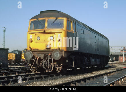 Class 47 Lokomotive außerhalb Crewe Diesel Depot 1986 stabled Stockfoto