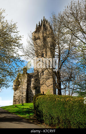 Ein Blick auf die nationalen Wallace Monument im Abbey Craig Hügel in der Nähe von Stirling, Schottland Stockfoto