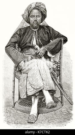 Alte graviert Portrait von Dini Aboubeker. Von Hadamard und Trichon, Publ. bei Le Tour du Monde, Paris, 1862