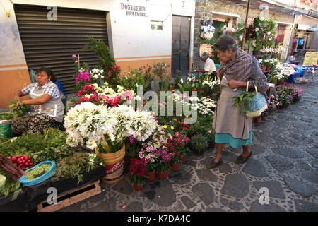 Tepoztlan, Morelos, Mexiko - 2013: Am Wochenende folkloristisch-Markt ist einer der wichtigsten Sehenswürdigkeiten der Stadt. Stockfoto