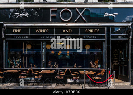 Fuchs edle Weine und Spirituosen Shop, Moorgate, die City of London, London, Großbritannien Stockfoto