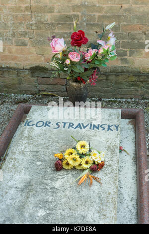 Grab von Igor Strawinsky, 1882-1971, Komponist und Dirigent, Friedhof Insel San Michele, Venedig, Venedig, Venetien, Italien Stockfoto