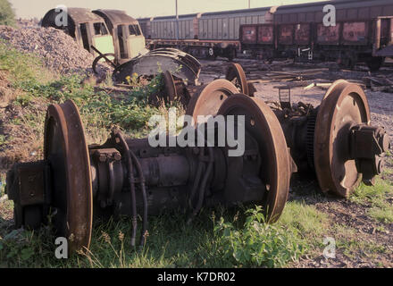 Überreste einer Class 47 Lokomotive nach oben geschnitten für Altmetall in Eastleigh Stockfoto