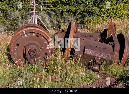 Überreste einer Class 47 Lokomotive nach oben geschnitten für Altmetall in Eastleigh Stockfoto