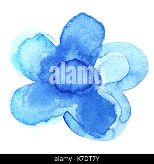 Malte Abstrakte blaue Blume auf weißem Hintergrund Stockfoto