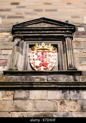 Royal Arms of Scotland, Oben Edinburgh Castle Gate, Edinburgh Castle, Edinburgh, Schottland, Großbritannien, GB. Stockfoto