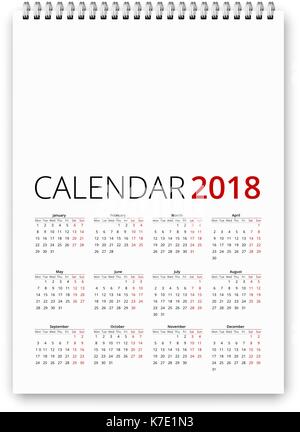 Kalender 2018 Vektor Stock Vektor