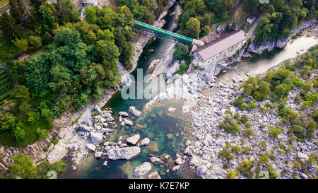 Panorama-aufnahme des Flusses Maggia im Tessin, Schweiz Stockfoto