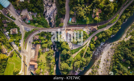 Panorama-aufnahme des Flusses Maggia im Tessin, Schweiz Stockfoto