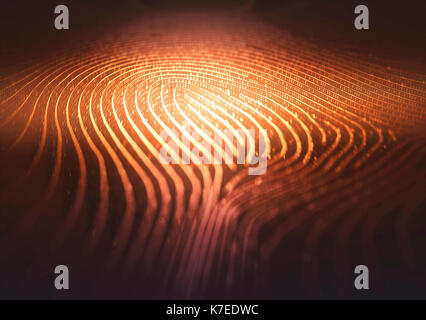 Fingerprint Form im Binärcode, Illustration. Stockfoto