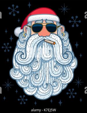 Cartoon Portrait von cool Santa Claus. Stock Vektor