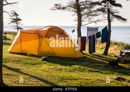 Zelt Campingplatz am Roten Punkt Prov Park, PEI, Kanada Stockfoto