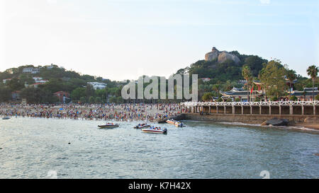Xiamen, China - 23.August 2014: Insel Gulangyu Sonnenuntergang in der Stadt Xiamen, Fujian, China Stockfoto