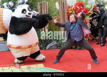 Foto muss Gutgeschrieben © Alpha Presse 078237 06/03/2016 Jack Black an der Kung Fu Panda 3-Film Premiere in Leicester Square in London. Stockfoto