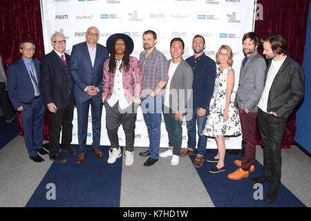 Howard Rodman,Larry Wilmore,Lena Waither,Gordon Smith,Kevin Yu, Steven Davis,Jo Miller,Matt Duffer Ross Duffer besucht WGAW's Sublime Primetime 2017 Podiumsdiskussion Emmy-nominierte Writers Writers Guild Theatre September 15,2016 Beverly Hills,Kalifornien. Stockfoto