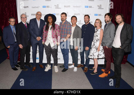 Howard Rodman,Larry Wilmore,Lena Waither,Gordon Smith,Kevin Yu, Steven Davis,Jo Miller,Matt Duffer Ross Duffer besucht WGAW's Sublime Primetime 2017 Podiumsdiskussion Emmy-nominierte Writers Writers Guild Theatre September 15,2016 Beverly Hills,Kalifornien. Stockfoto