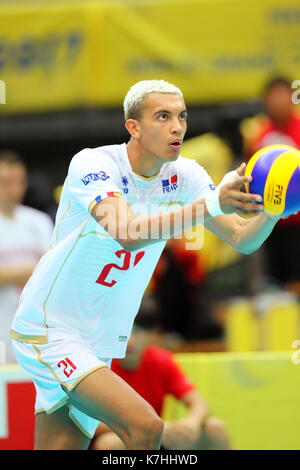 Osaka, Japan. 15 Sep, 2017. Barthelemy Chinenyeze (FRA) Volleyball: FIVB World Grand Champions Cup 2017 Männer zwischen Frankreich 0-3 USA im Osaka Municipal Central-Gymnasium in Osaka, Japan. Credit: Naoki Nishimura/LBA SPORT/Alamy leben Nachrichten Stockfoto