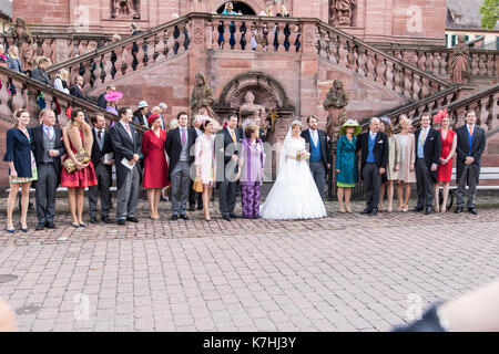 Amorbach, Deutschland. 16 Sep, 2017. Religiöse Hochzeit von Erbprinz Ferdinand von Leiningen und Prinzessin Viktoria Luise von Preussen in Amorbach (Bayern), Deutschland. Am 16. September 2017. Foto: Erhardt Szakacs/picture Alliance | Verwendung weltweit/picture alliance/dpa/Alamy leben Nachrichten Stockfoto