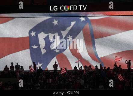 Madrid, Spanien. 17. September 2017. LaLiga Übereinstimmung zwischen Atletico de Madrid und Malaga CF Wanda Metropolitano Stadion am Tag ihrer ersten offiziellen übereinstimmen. © ABEL F. ROS/Alamy leben Nachrichten Stockfoto