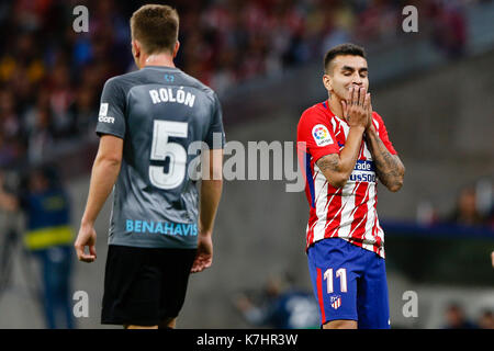 Engel Martin Correa (11) Atletico de Madrid player. La Liga zwischen Atletico de Madrid gegen Malaga CF Wanda Metropolitano Stadion in Madrid, Spanien, 16. September 2017. Stockfoto