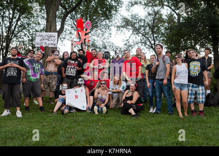 Samstag, September 16th, 2017, Washington, DC, USA: Juggalos auf der National Mall sammeln das US-Justizministerium und FBI sie Auflistung als "lose organisierten hybrid Bande zu protestieren." Stockfoto