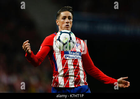 Fernando Torres (9) Atletico de Madrid player. La Liga zwischen Atletico de Madrid gegen Malaga CF Wanda Metropolitano Stadion in Madrid, Spanien, 16. September 2017. Stockfoto