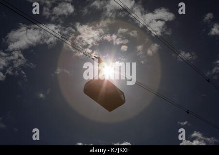 Die Seilbahn auf den Piz Corvatsch, Engadin, Schweiz Stockfoto