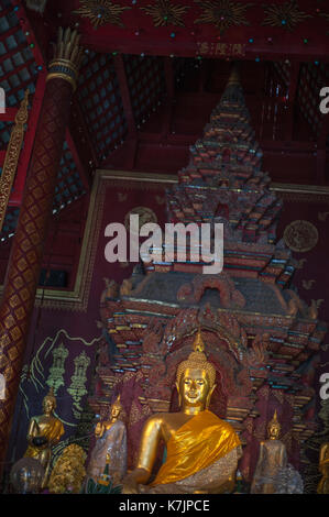 Buddha-Schrein im Wat Chiang man, Chiang Mai, Thailand, Südostasien Stockfoto