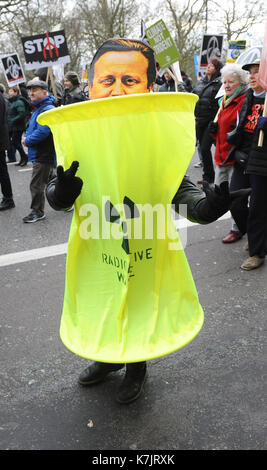 Foto muss Gutgeschrieben © Kate Grün/Alpha Presse 079965 27/02/2016 CND-Kampagne für Nukleare Abrüstung Stop Trident Anti Nuclear März in London. Stockfoto